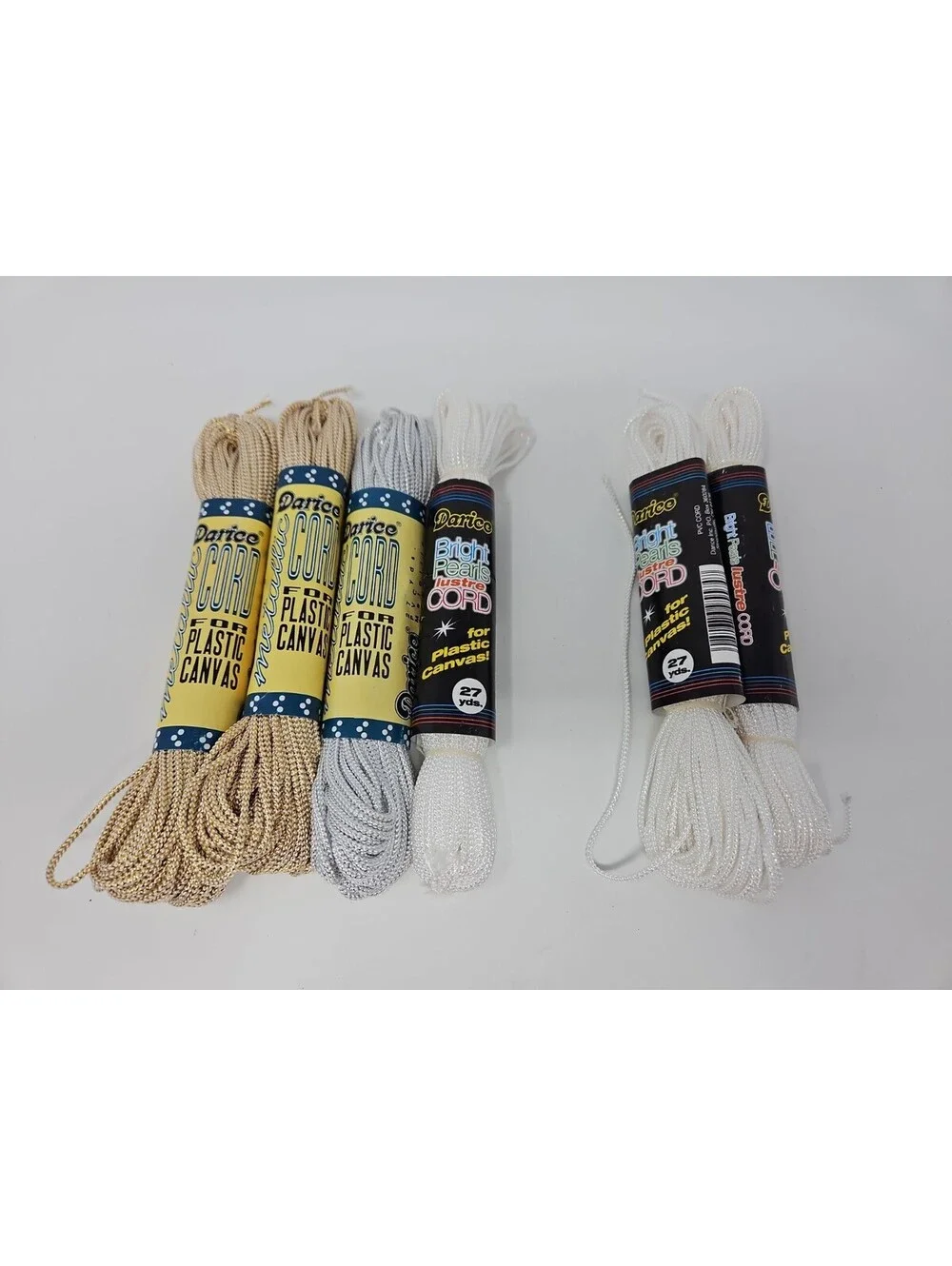 Lot Of 4 New Vintage Darice 27 Yards Ea. Metallic Plastic Canvas Cord + 2 Japan